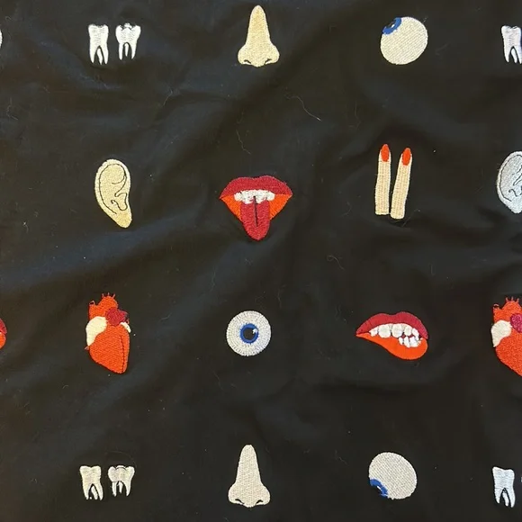 Verameat embroidered body parts dress black xs - Picture 3 of 6